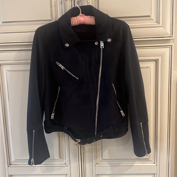 TOPSHOP Suede Moto Jacket sz 6 US - Picture 5 of 5